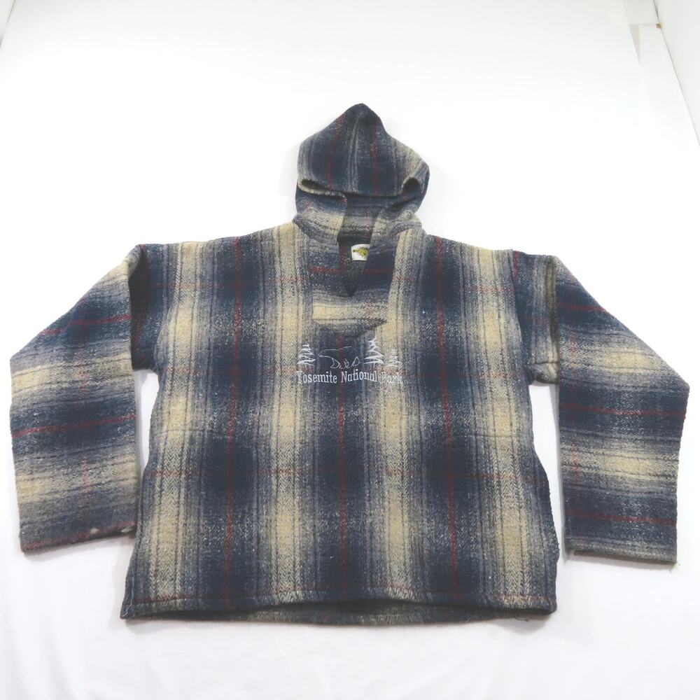 Earth Ragz Hoodie Shadow Plaid Baja Style Yosemite National Park Sz XL Plaid